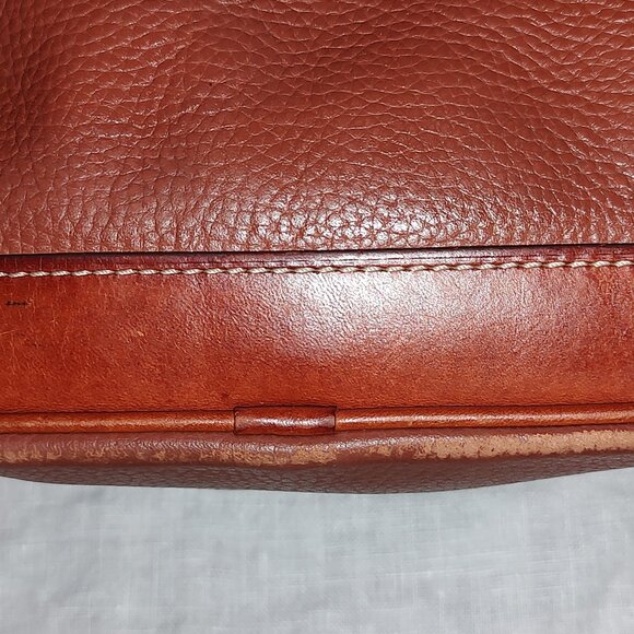 DOONEY & BOURKE ALL WEATHER LEATHER ZIP ZIP SATCHEL 2 HANDLE CROSSBODY AMBER - Picture 9 of 15